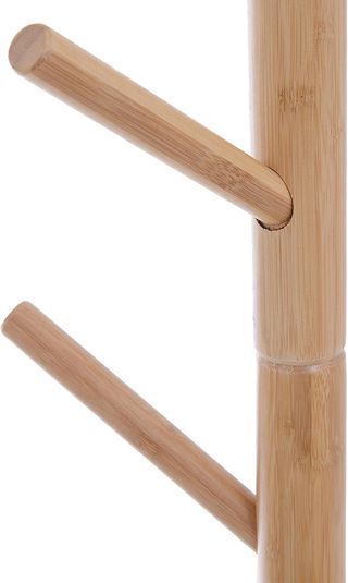 Banco Con Perchero De Entrada, Perchero De Pie En Bambú, Banco De Entrada Blanco, Diseño, También Para Dormitorio, 80X30X180Cm, Blanco Madera