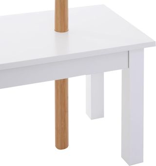 Banco Con Perchero De Entrada, Perchero De Pie En Bambú, Banco De Entrada Blanco, Diseño, También Para Dormitorio, 80X30X180Cm, Blanco Madera