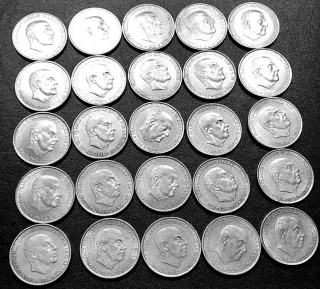 25 Monedas 100 Pesetas Plata Franco