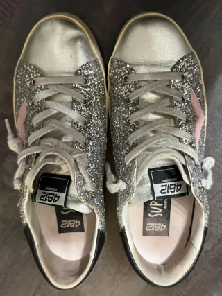Scarpe donna glitter rosa e argento