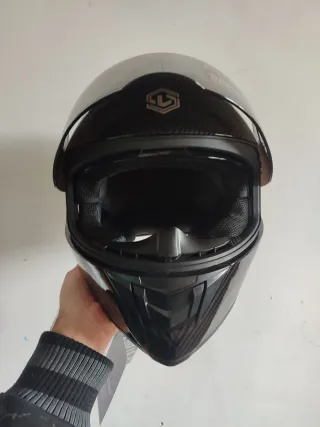 Casco integral moto S negro pintura carbono
