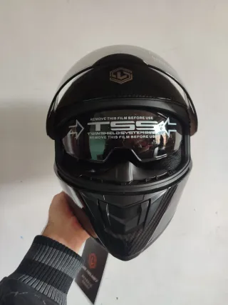 Casco integral moto S negro pintura carbono