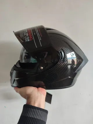 Casco integral moto S negro pintura carbono