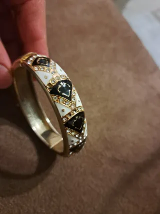 Braccialetto donna color oro con strass