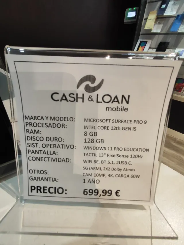 Microsoft Surface Pro 5 negra 128gb 8GB