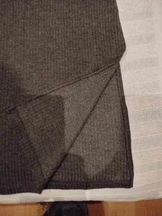 Falda larga marrón acanalada