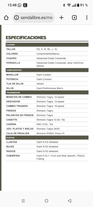 Bicicleta carretera Giant TCR Advanced 3 Talla M