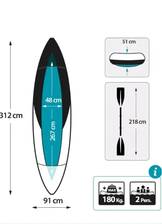 Kayak Hinchable 2 Plazas + Remos