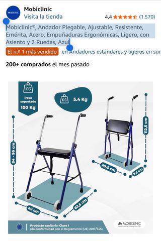 Andador Plegable Mobiclinic Azul