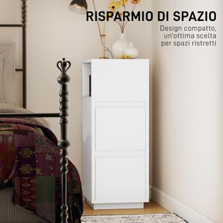 Juego De 2 Mesitas De Noche Altas Y Estrechas Con 2 Cajones Y Estante Abierto, Mesitas Modernas Ahorra Espacio, Mesas Para Sofá, Sala De Estar, Salón Y Dormitorio, 25X30X65 Cm, Blanco