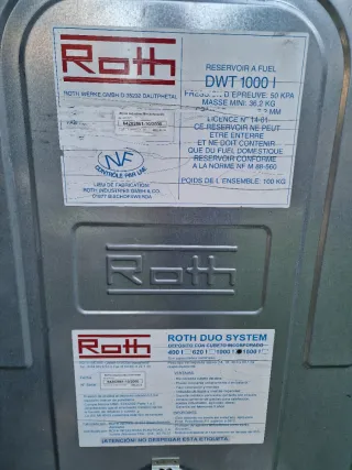 Depósito Gasoil 1000L ROTH Doble Pared homologado