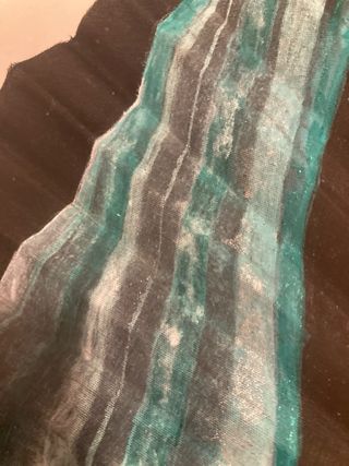 Abanico madera pintado a mano diseño acuático