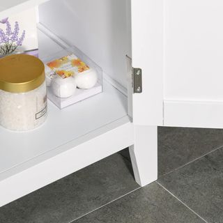 Mueble de Baño con Estantes Regulables y Armario de 2 Puertas, Mueble de Baño Multiusos de Madera, Blanco, 50X30X93Cm