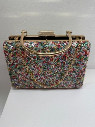 Bolso fiesta pedrería multicolor