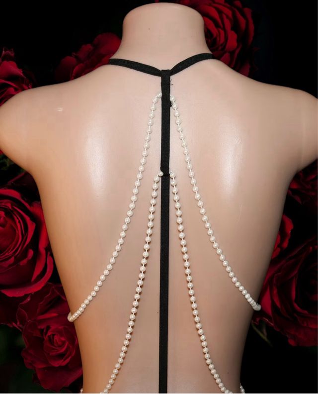 Conjunto lencería encaje perlas