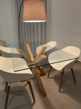 Mesa Comedor Cristal y Roble 90x160