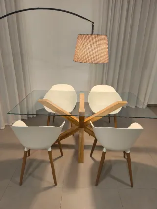 Mesa Comedor Cristal y Roble 90x160