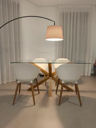 Mesa Comedor Cristal y Roble 90x160