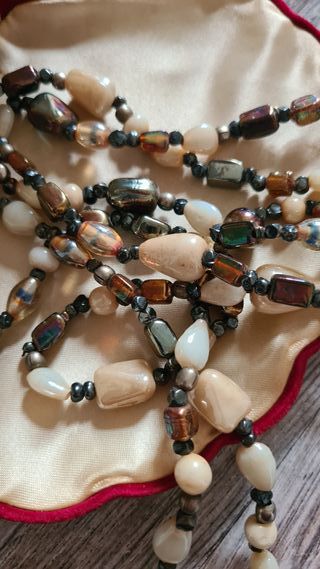 Collana lunga vintage multicolore