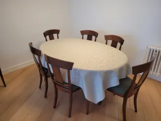 Silla de comedor de madera y tela