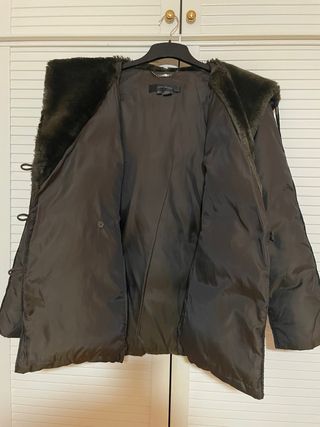 Parka mujer marrón con capucha