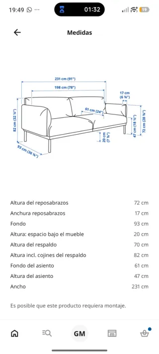 Sofá IKEA ÄPPLARYD gris claro