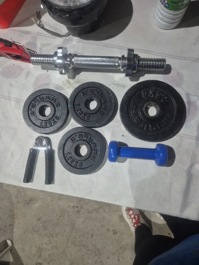 Set Mancuernas y Barra Pesas