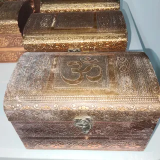 Caja Decorativa Madera y Latón