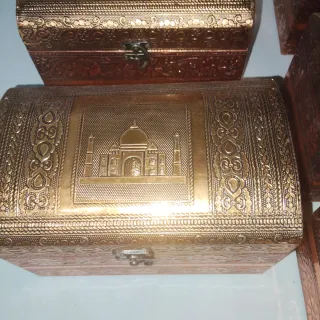 Caja Decorativa Madera y Latón