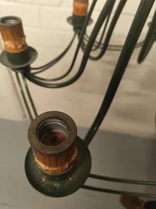 Lámpara araña metal verde