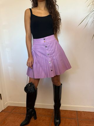 Saia plissada Zara polipele lilás