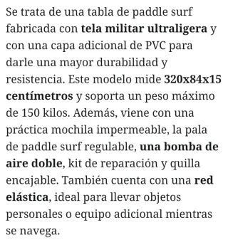 Tabla Paddle Surf Hinchable