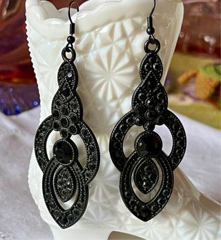 Pendientes vintage negros tipo flamenco