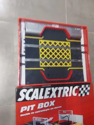 Scalextric Pit Box lane Pista Negra Antigua