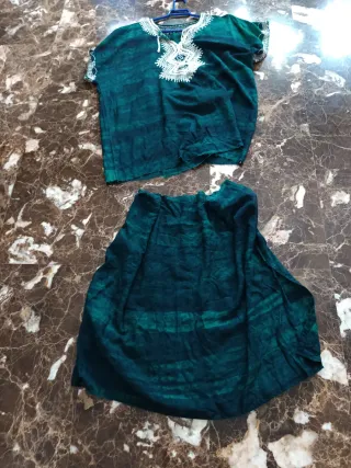 T.Conjunto verde bordado talla única