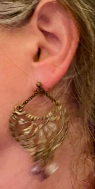 Pendientes latón antiguos amatista