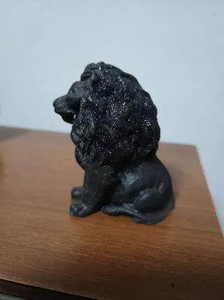 Statuetta Leone Nero Glitterato Vintage