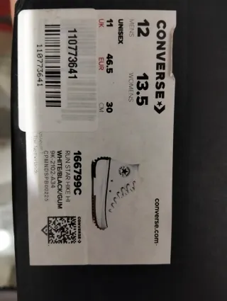 Converse Chuck Taylor Blancas Talla 46.5