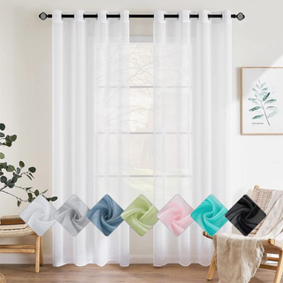 Juego de 2 Cortinas Voile Blancas Transparentes