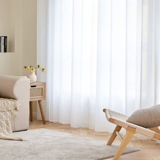 Juego de 2 Cortinas Voile Blancas Transparentes