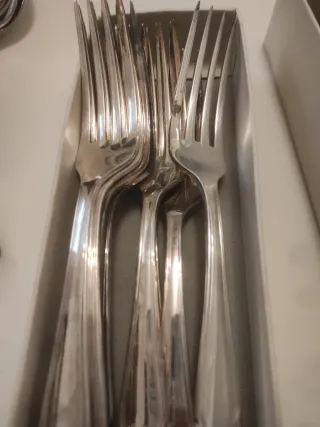 12 Tenedores Mesa Alpaca Plateada