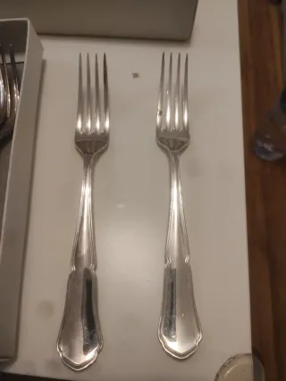 12 Tenedores Mesa Alpaca Plateada