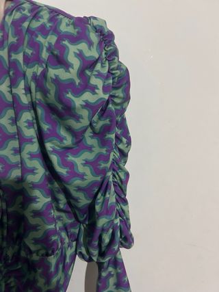 Vestido largo estampado verde y morado