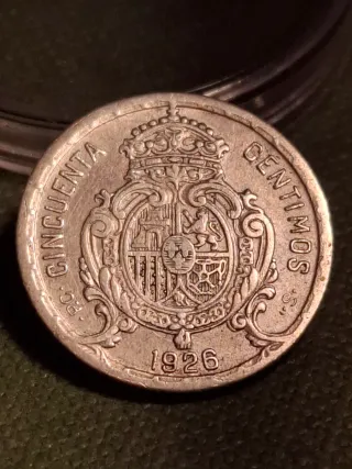 Moneda 50 céntimos plata 1926