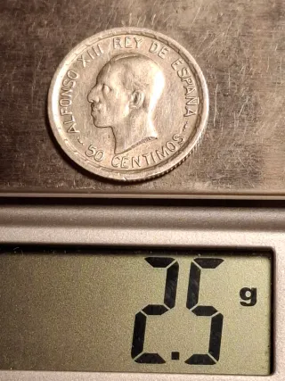 Moneda 50 céntimos plata 1926