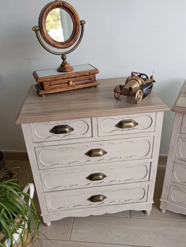 Conjunto 2 Mesitas Noche Rústicas Madera