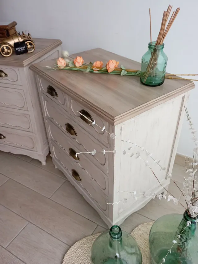 Conjunto 2 Mesitas Noche Rústicas Madera