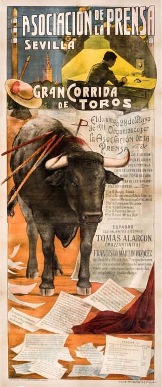CARTEL TOROS SEVILLA 1911 ASOCIACIÓN DE LA PRENSA