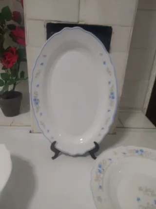 Arcopal Fuentes y Ensaladera Flores Azules