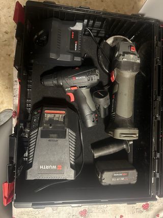 Taladro y radial Würth con accesorios